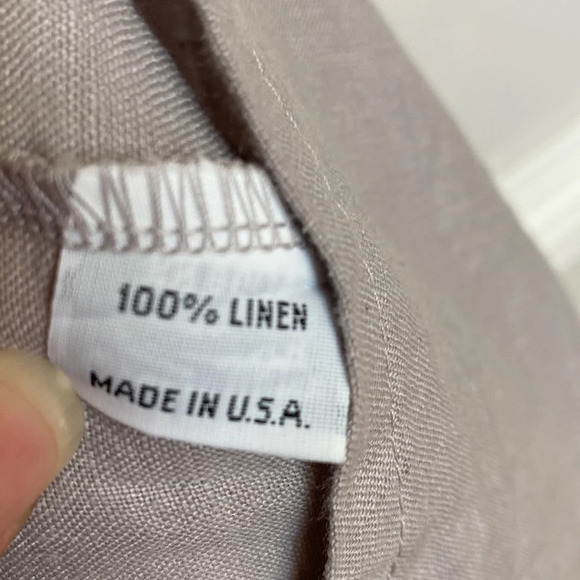 bryn WALKER Linen V-Neck Flutter Bell Sleeve Top Muted Clay Gray Boxy Lagenlook - Picture 4 of 7